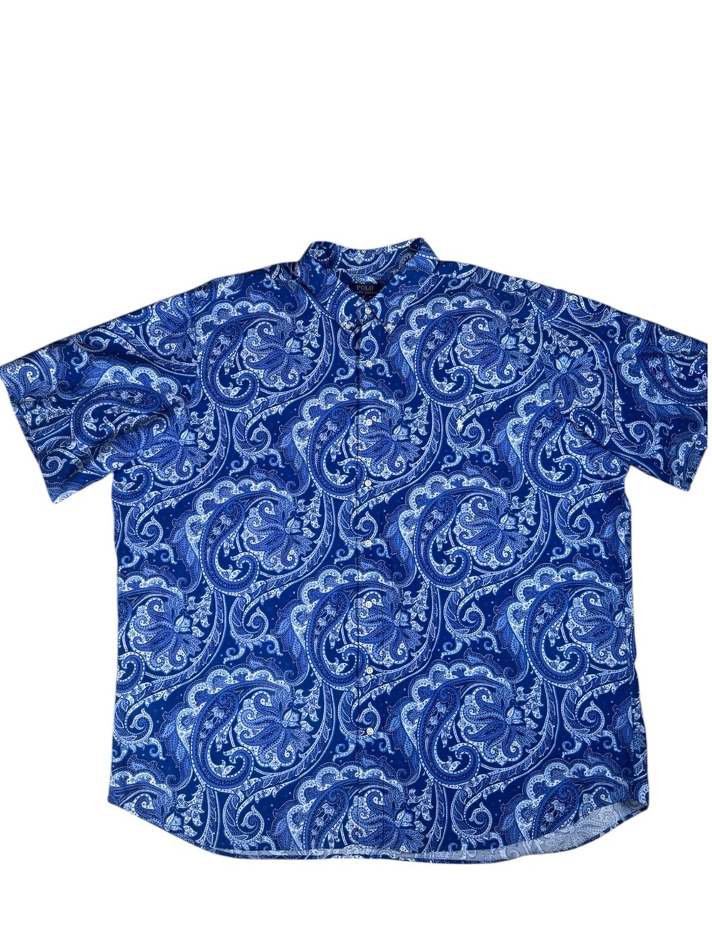 Polo Ralph Lauren Shirt Men’s 4XL Blue Paisley Short Sleeve Button Up